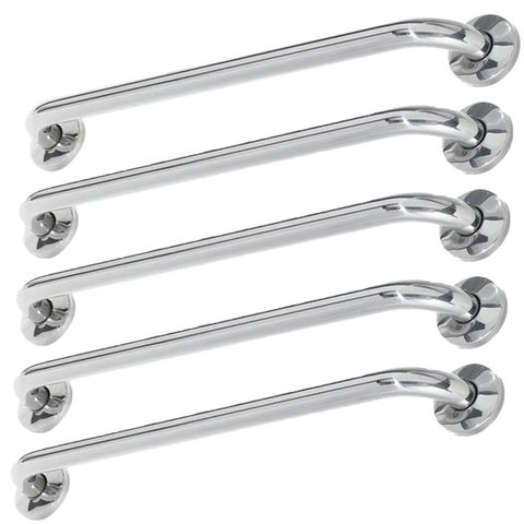 Barra Alça Apoio 80cm Inox Kit 5 Uni Suporte Anti Queda Idoso Cadeirante Deficiente Banheiro Box Cor