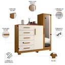 Ver imagem 3 de Guarda Roupa Cômoda com Espelho 158cm Suiça A02 Off/cinamomo - Mpozenato