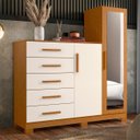 Ver imagem 2 de Guarda Roupa Cômoda com Espelho 158cm Suiça A02 Off/cinamomo - Mpozenato