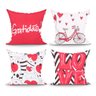 Kit Capa para Almofada Vermelha Estampada Gratidão para Quarto 4 Unidades 45cm x 45cm com zíper - 1