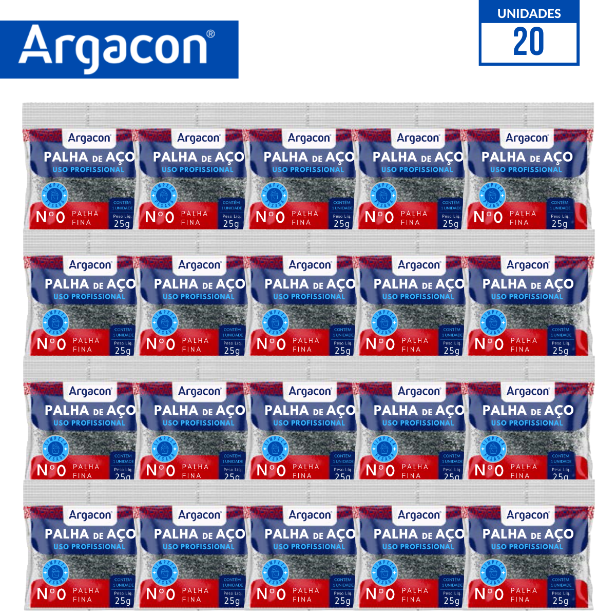 Palha De Aço Número 0 Argacon Profissional Kit 20 Unidades - 2