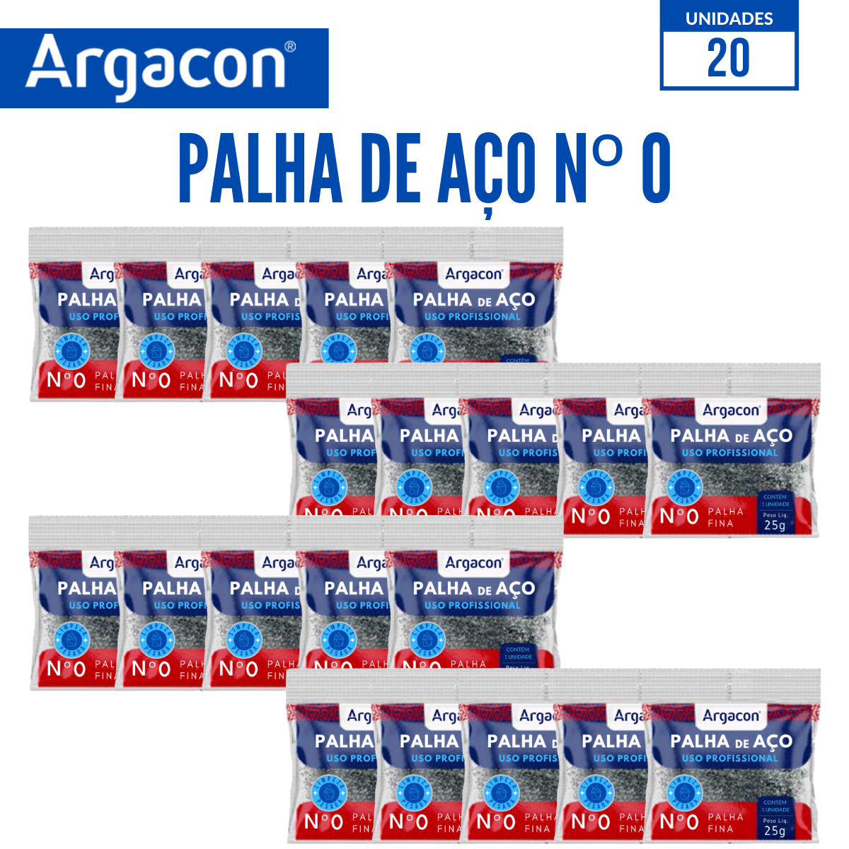 Palha De Aço Número 0 Argacon Profissional Kit 20 Unidades - 4