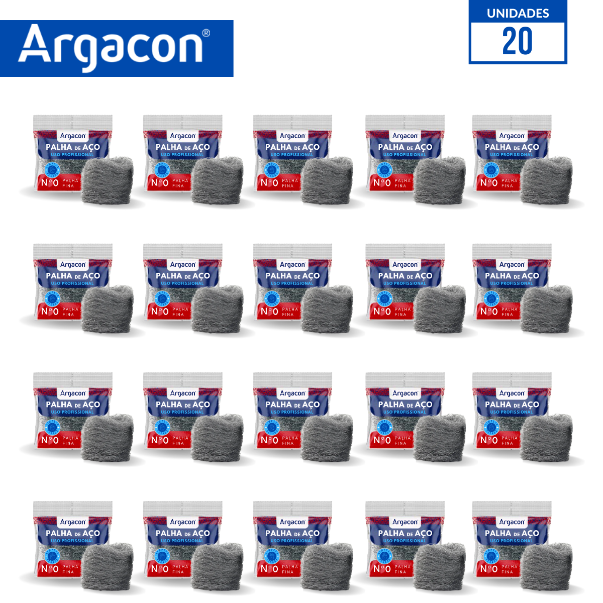Palha De Aço Número 0 Argacon Profissional Kit 20 Unidades - 3