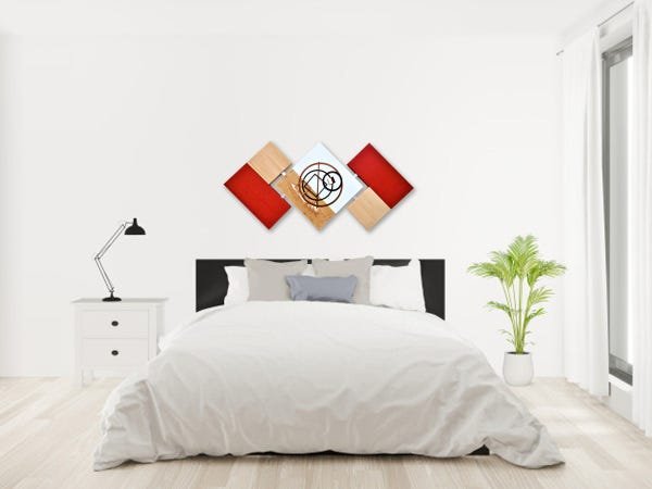 Quadro Decorativo Grande Abstrato Artesanal Vermelho 60x120 - 4