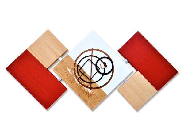 Quadro Decorativo Grande Abstrato Artesanal Vermelho 60x120 - 1