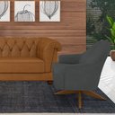 Ver imagem 2 de Poltrona Giratória 73cm Epic Veludo Cinza - Sallar Home
