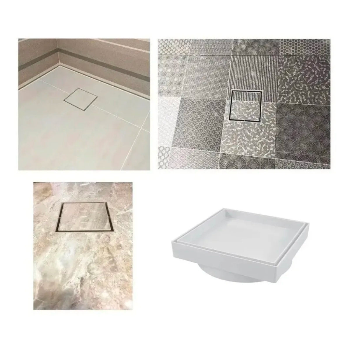 Ralo Oculto 15x15 Sifonado Com Tela Retenção Anti Inseto Seca Piso Porcelanato Inteligente Branco Ba - 1