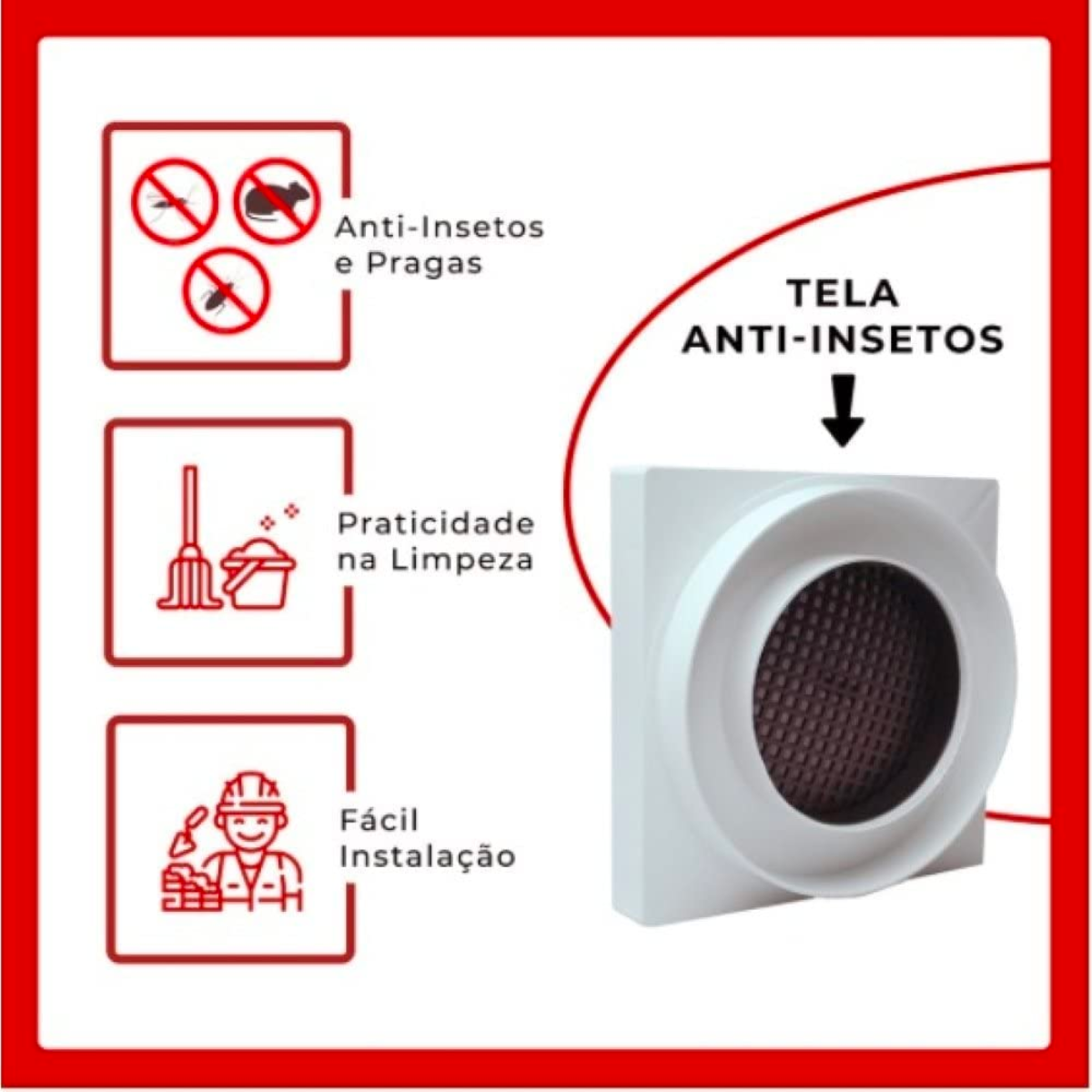Ralo Oculto 15x15 Sifonado Com Tela Retenção Anti Inseto Seca Piso Porcelanato Inteligente Branco Ba - 2