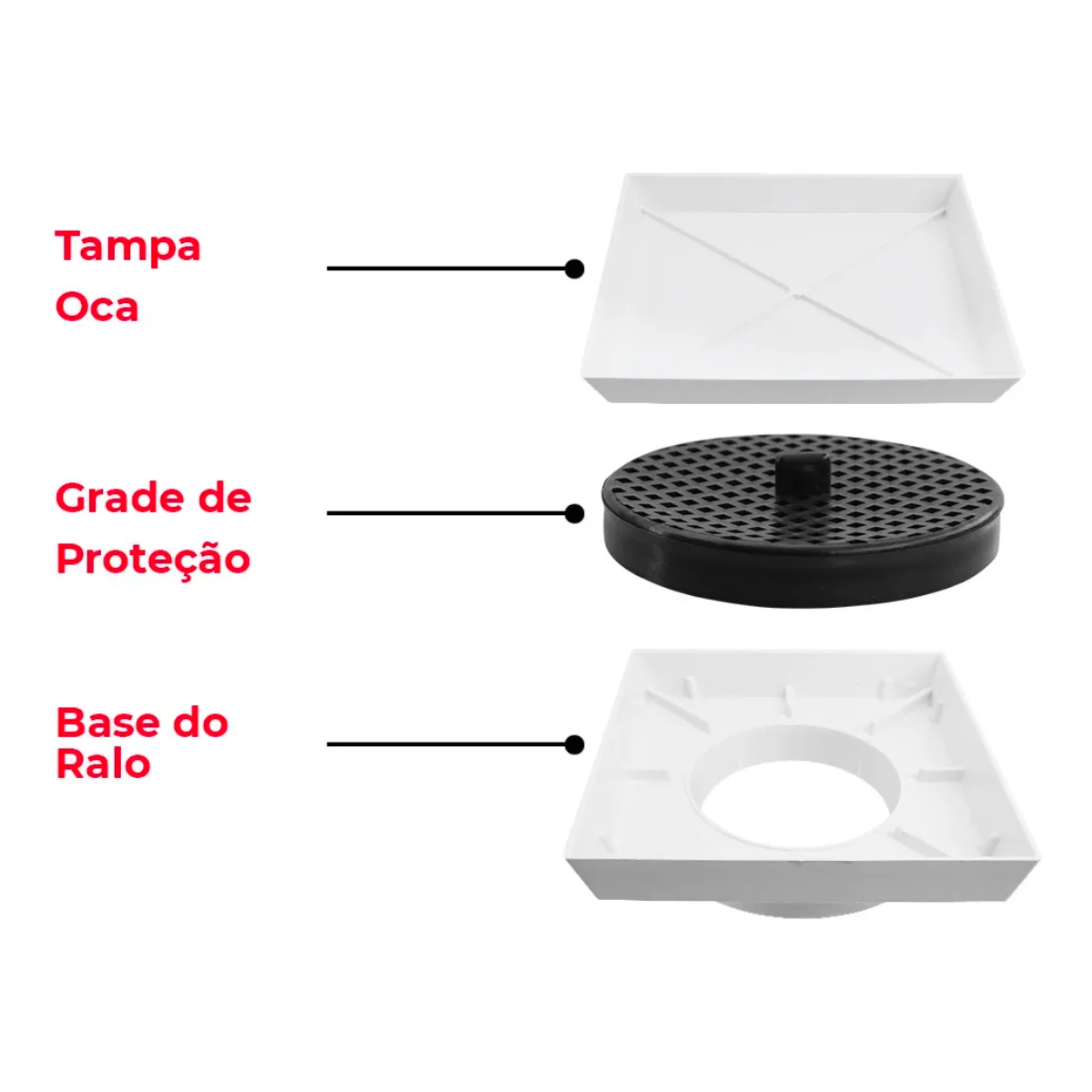 Ralo Oculto 15x15 Sifonado Com Tela Retenção Anti Inseto Seca Piso Porcelanato Inteligente Branco Ba - 5