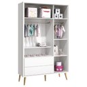 Ver imagem 4 de Quarto Infantil Theo 3 portas Branco Fosco com Pés Madeira Natural - Reller Móveis