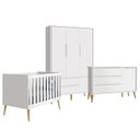 Ver imagem 1 de Quarto Infantil Theo 3 portas Branco Fosco com Pés Madeira Natural - Reller Móveis