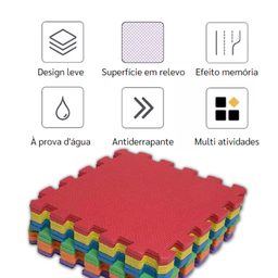 KIT 4 TAPETES TATAME PISO EM EVA 50X50X1CM - COLORIDO P/ CRIANÇA INFANTIL BEBE - 4