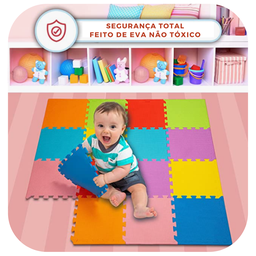 KIT 4 TAPETES TATAME PISO EM EVA 50X50X1CM - COLORIDO P/ CRIANÇA INFANTIL BEBE - 6