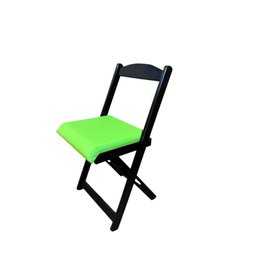 Conjunto Mesa Dobrável com 4 Cadeiras Preto Estofado Verde Limão Kit Bar Restaurante - 3