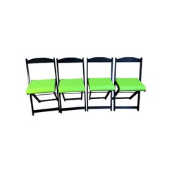 Conjunto Mesa Dobrável com 4 Cadeiras Preto Estofado Verde Limão Kit Bar Restaurante - 1