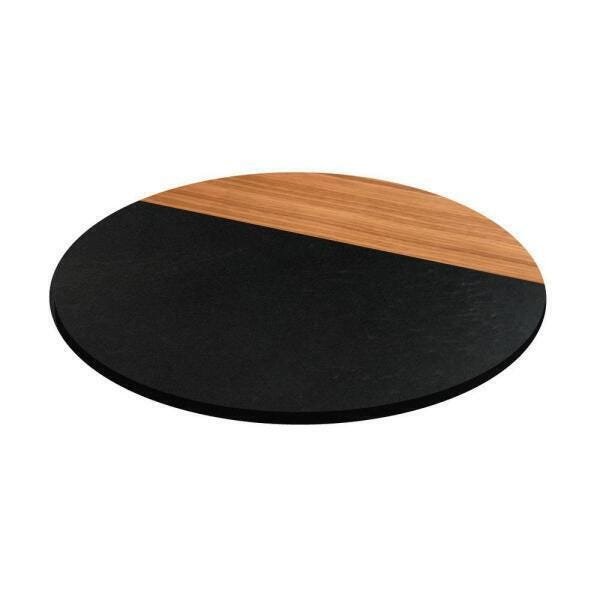 Prato Giratório Para Servir Na Mesa 70 Cm - Preto E Freijó - 1