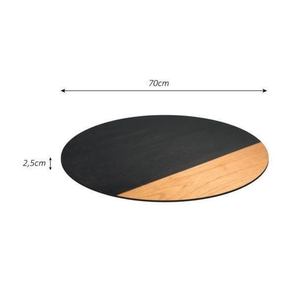 Prato Giratório Para Servir Na Mesa 70 Cm - Preto E Freijó - 5