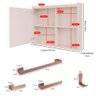 Espelheira Armário Banheiro Porta Prateleira Espelho Off Kit Acessórios Lavabo 4 Peças Aço Inox - 7