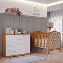 Ver imagem 2 de Jogo de Quarto Infantil Cômoda Encanto e Berço Harmonia Nature/branco com Capitonê - Permóbili