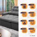 Ver imagem 3 de Sofá Retrátil Reclinável Islândia 2,30m Suede Velut Cinza Molas no Assento - King House