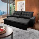 Ver imagem 7 de Sofá Retrátil Reclinável Islândia 2,30m Suede Velut Cinza Molas no Assento - King House