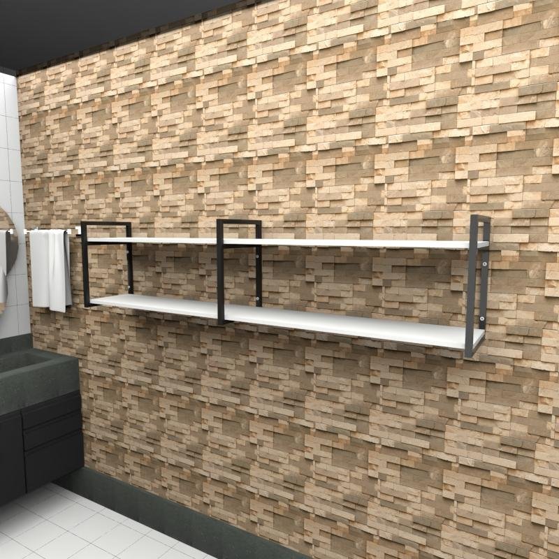 Estante nicho industrial banheiro prateleira branca prateleira industrial prateleira de parede