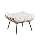 Ver imagem 1 de Puff Costela Couro Legítimo Base Metal Preto - Branco