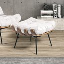 Ver imagem 2 de Puff Costela Couro Legítimo Base Metal Preto - Branco