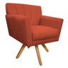 Poltrona Laura Base Giratória de Madeira Suede Terracota - Doce Sonho Móveis - 1