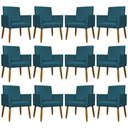 Ver imagem 1 de Kit 12 Poltronas Decorativas Mari Pé Palito Castanho - Azul-marinho Suede