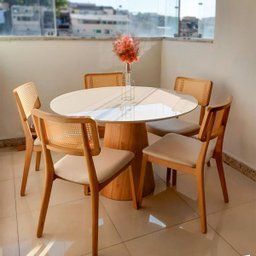 Mesa de Jantar Tampo Redondo Base Cone - Araça - 110 Cm - 8