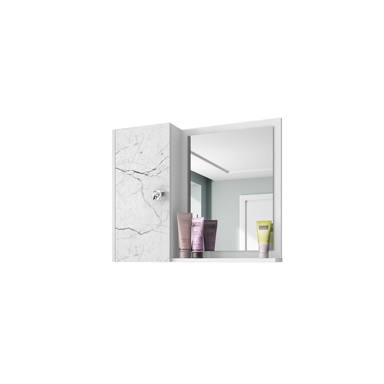 Espelheira e Armário Superior Gênova Branco/carrara – Bechara Móveis