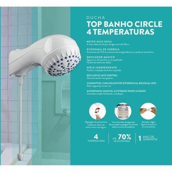 Ducha Top Banho Sintex 4T 220V 6500W com Resistência Extra - 2