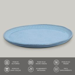 Jogo 4 Pratos Rasos Linhas Breeze 27,5cm Cerâmica Azul Porto Brasil Mesa Posta Jantar - 7