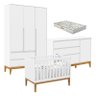 Quarto de Bebê Nature Clean 3 Portas com Berço Unique Branco Soft Eco Wood e Colchão Gazin – Matic - 1