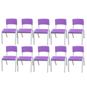 Ver imagem 2 de Kit 10 Cadeiras Iso Infantil Violeta Brinquedoteca Escola Creche Igreja Empilhavel