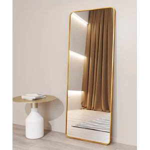 Espelho Grande Corpo Inteiro Retangular com Moldura em Metal Industrial 120 X 60 Cm Dourado