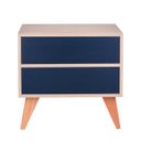 Ver imagem 1 de Mesa de Cabeceira Retrô com Portas Bréscia Carvalho e Azul Marinho