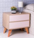 Ver imagem 2 de Mesa de Cabeceira com Portas Bréscia Carvalho e Rosa Claro
