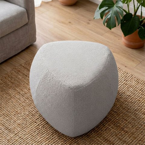 Puff Orgânico Decorativo 75cm Orbis Bouclé Cinza Claro - Nexta Casa