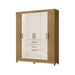 Guarda Roupa Roupeiro Malta 7 Portas 2 Gavetas Freijó Off White Moval - 4