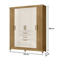 Guarda Roupa Roupeiro Malta 7 Portas 2 Gavetas Freijó Off White Moval - 2