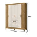 Ver imagem 2 de Guarda Roupa Roupeiro Malta 7 Portas 2 Gavetas Freijó Off White Moval