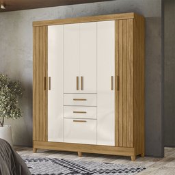 Guarda Roupa Roupeiro Malta 7 Portas 2 Gavetas Freijó Off White Moval - 1