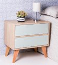 Ver imagem 2 de Mesa de Cabeceira Retrô com Portas Bréscia Carvalho e Verde Menta