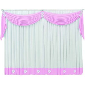 Cortina Margarida Infantil Quarto De Menina 2 X 1 70:rosaebranco