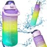 Conjunto de Garrafas Motivacionais 3 em 1 Roxa Academia Tie-dye Squeeze Alça + Adesivos 2d e 3d - 1