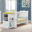 Ver imagem 2 de Berço Doce Sonho Cômoda C/ Cantoneira e Nicho Branco para Quarto Infantil - Q Movi