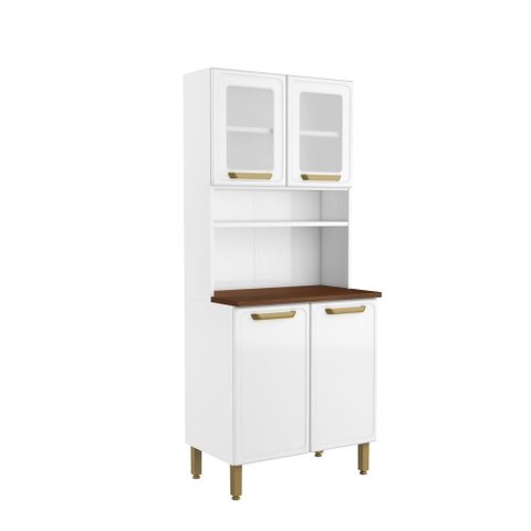 Armário de Aço 4 Portas 2 de Vidro Branco Bella Bertolini