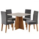 Ver imagem 2 de Mesa de Jantar 4 Lugares Evah com Vidro Mel/off White/veludo Cinza - Viero Móveis